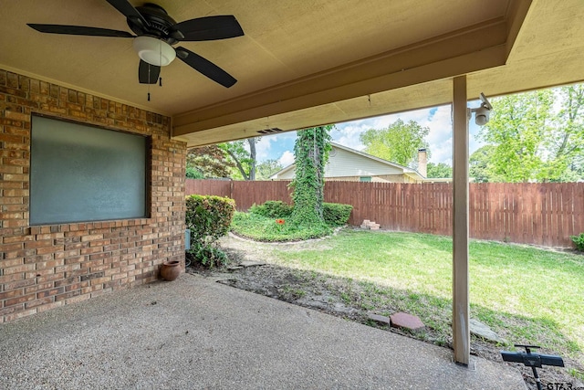 3110 Oleander Dr, Tyler, TX 75707 - view of patio / terrace featuring ceiling fan and a fenced backyard