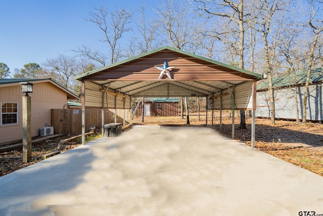 view of parking with a carport