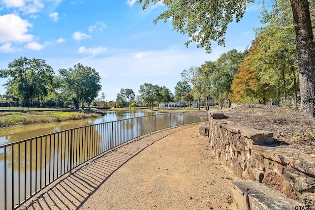 view of property's community with a water view