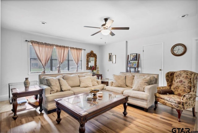 2631 Amy Ln, Tyler, TX 75701 - living room featuring a ceiling fan and wood finished floors
