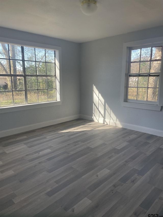 unfurnished room featuring dark wood-type flooring