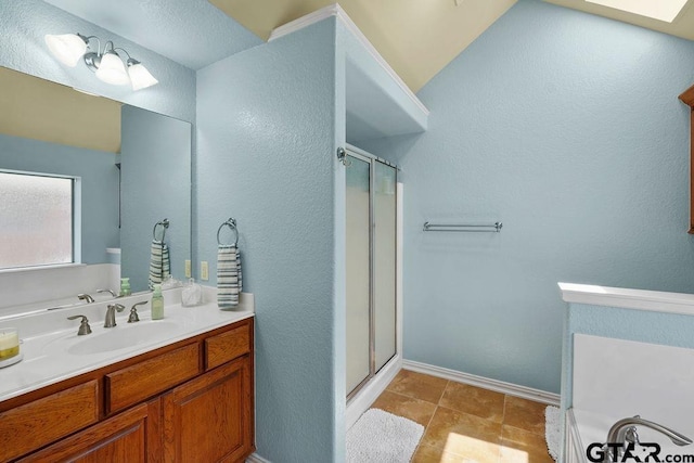 3029 Yasmeen Cir, Flint, TX 75762 - bathroom with vanity, a shower stall, and baseboards
