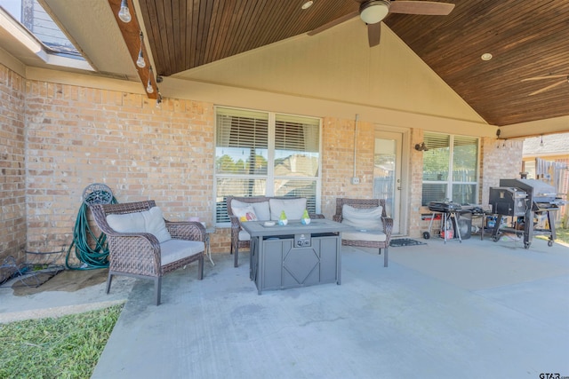 view of patio / terrace with an outdoor hangout area and ceiling fan