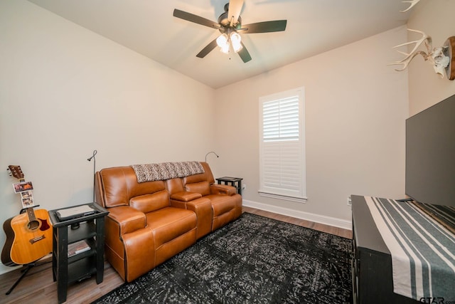 4523 Lone Oak Ln, Longview, TX 75605 - living area with wood finished floors and a ceiling fan