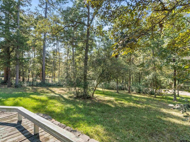 view of yard with a wooden deck