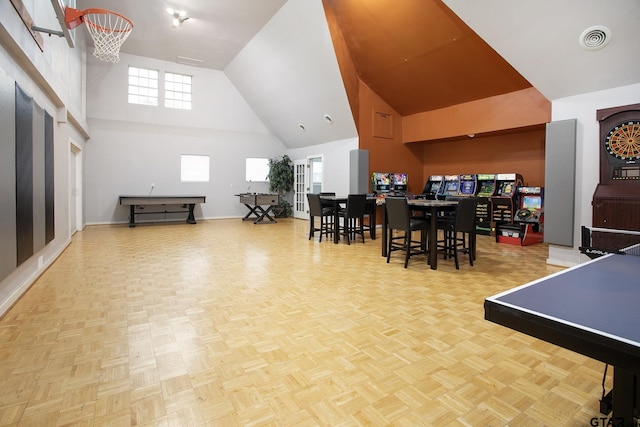 18722 Ridgeline Rd, Tyler, TX 75703 - recreation room with high vaulted ceiling and baseboards