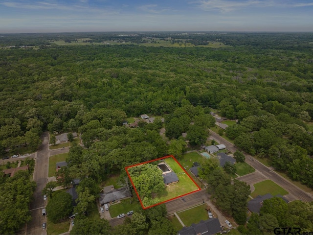 bird's eye view featuring a view of trees