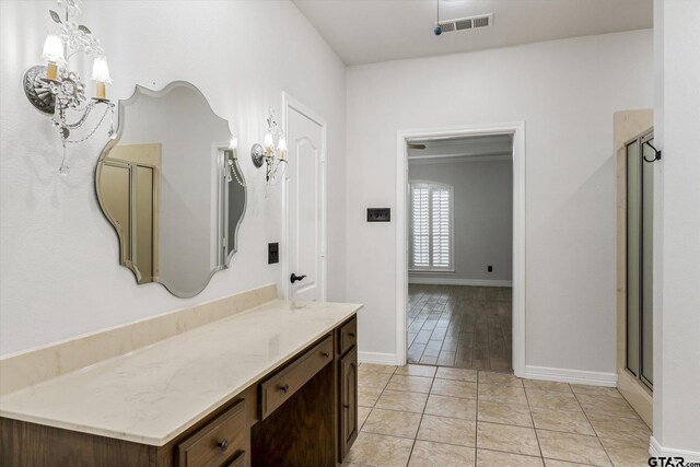 4601 Dickens, Athens, TX 75751 - full bath with vanity, a shower stall, and baseboards