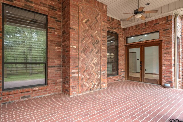 4601 Dickens, Athens, TX 75751 - covered porch featuring a ceiling fan and french doors