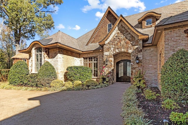 view of front facade with french doors