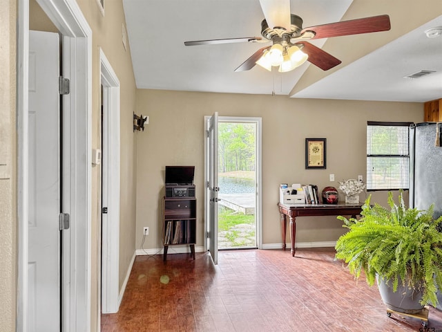 15250 Fm 858, Athens, TX 75752 - entryway featuring ceiling fan, baseboards, and wood finished floors