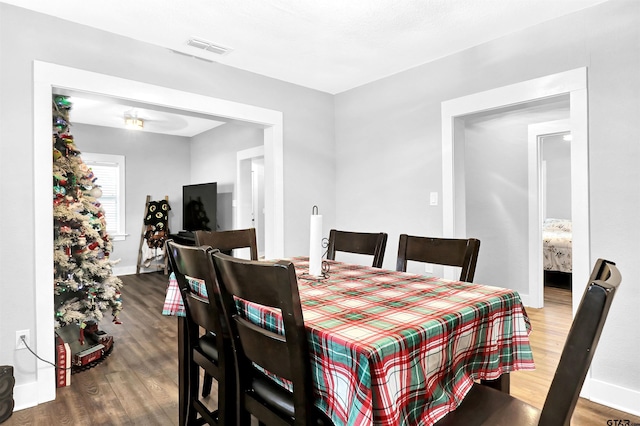 dining space featuring hardwood / wood-style floors