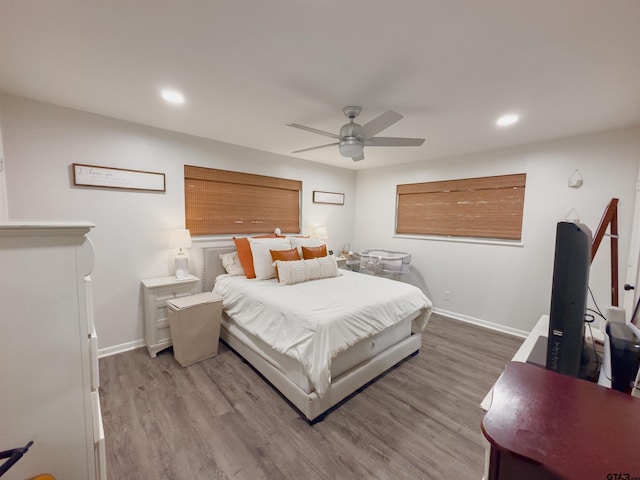 8116 Jewell Ln, Tyler, TX 75703 - bedroom with wood finished floors, baseboards, recessed lighting, and ceiling fan