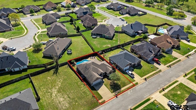 1009 Stagecoach Bnd, Bullard, TX 75757 - aerial perspective of suburban area featuring property boundaries highlighted