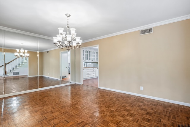 725 Purdue Dr, Tyler, TX 75701 - spare room with a chandelier and ornamental molding