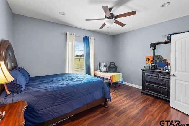 5900 Fm 858, Ben Wheeler, TX 75754 - bedroom with wood finished floors, baseboards, a ceiling fan, and recessed lighting
