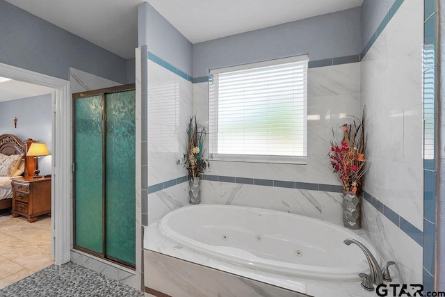 5900 Fm 858, Ben Wheeler, TX 75754 - ensuite bathroom with a shower stall, a tub with jets, and tile patterned floors