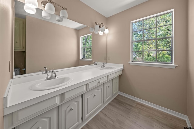 2110 Macbeth Ct, Tyler, TX 75703 - full bath featuring double vanity, baseboards, a sink, and wood finished floors