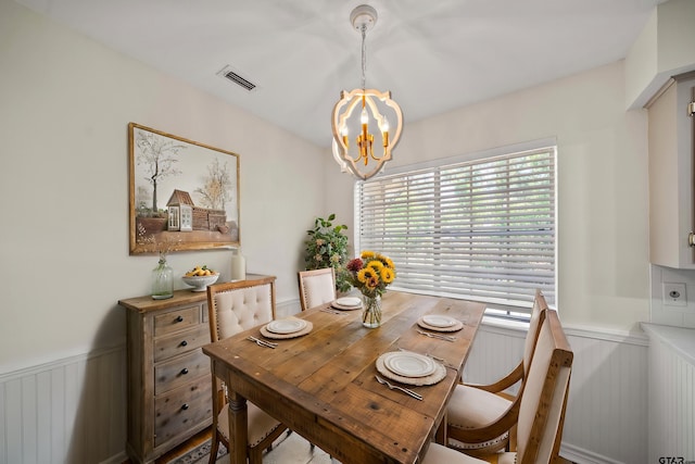 2110 Macbeth Ct, Tyler, TX 75703 - dining room with an inviting chandelier, wainscoting, and visible vents