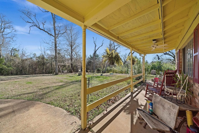 view of patio / terrace featuring ceiling fan