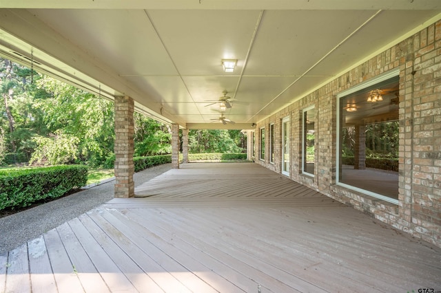 wooden terrace with ceiling fan