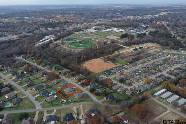 drone / aerial view with a residential view