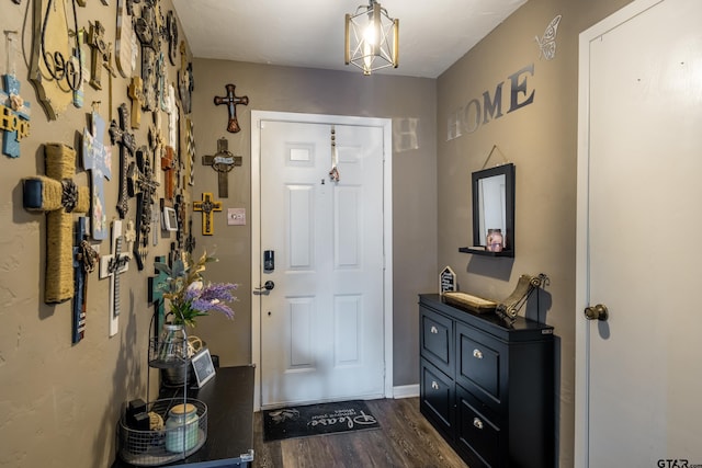 entryway featuring dark wood-type flooring