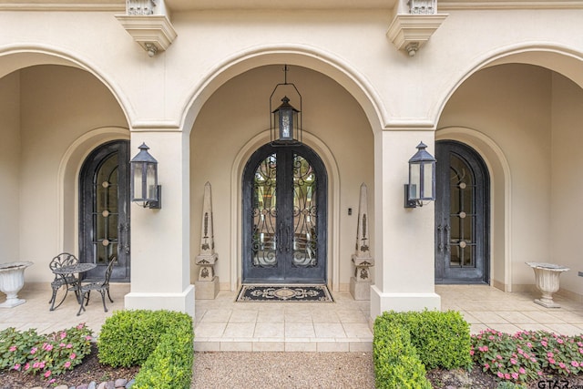 property entrance with french doors