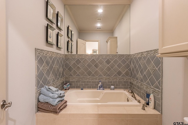 bathroom with tiled bath