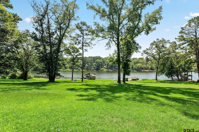 view of yard featuring a water view