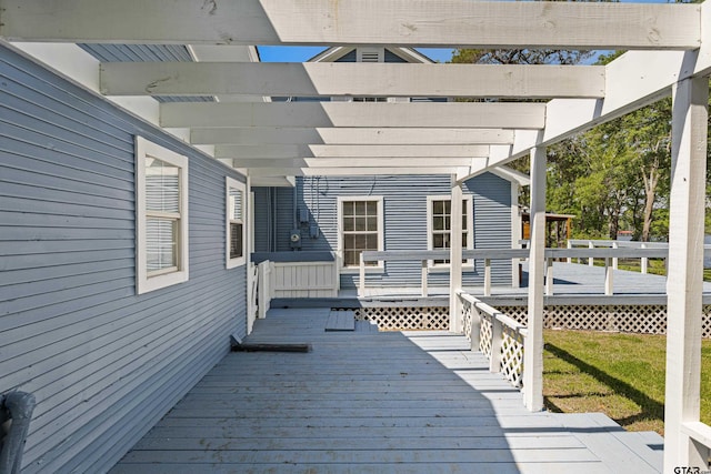 wooden deck with a pergola