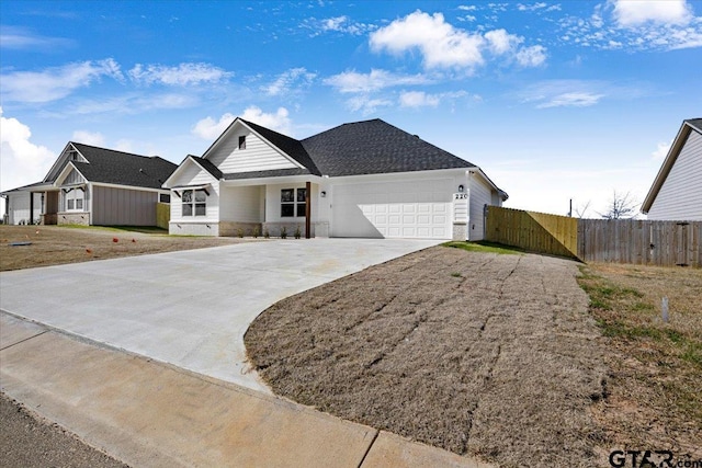 single story home with a garage