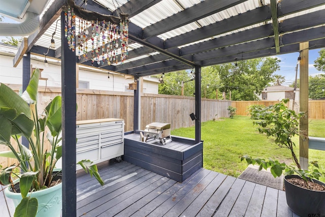 408 Morton Ave, Palacios, TX 77465 - wooden terrace with a pergola and a grill