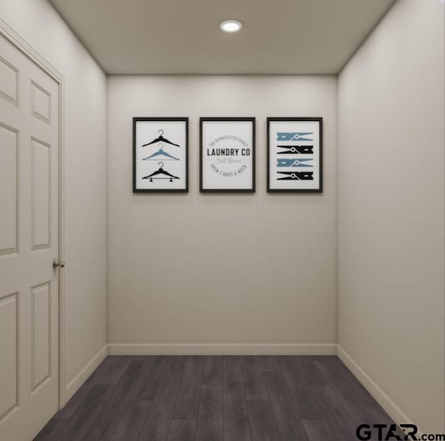 110 Highland Forest Dr, Gilmer, TX 75644 - empty room featuring dark wood-type flooring, baseboards, and recessed lighting