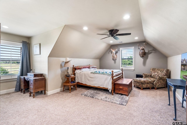 4180 N Smith Rd, Rockwall, TX 75087 - carpeted bedroom featuring lofted ceiling, a ceiling fan, and recessed lighting