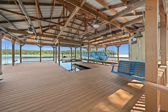 view of dock featuring a water view