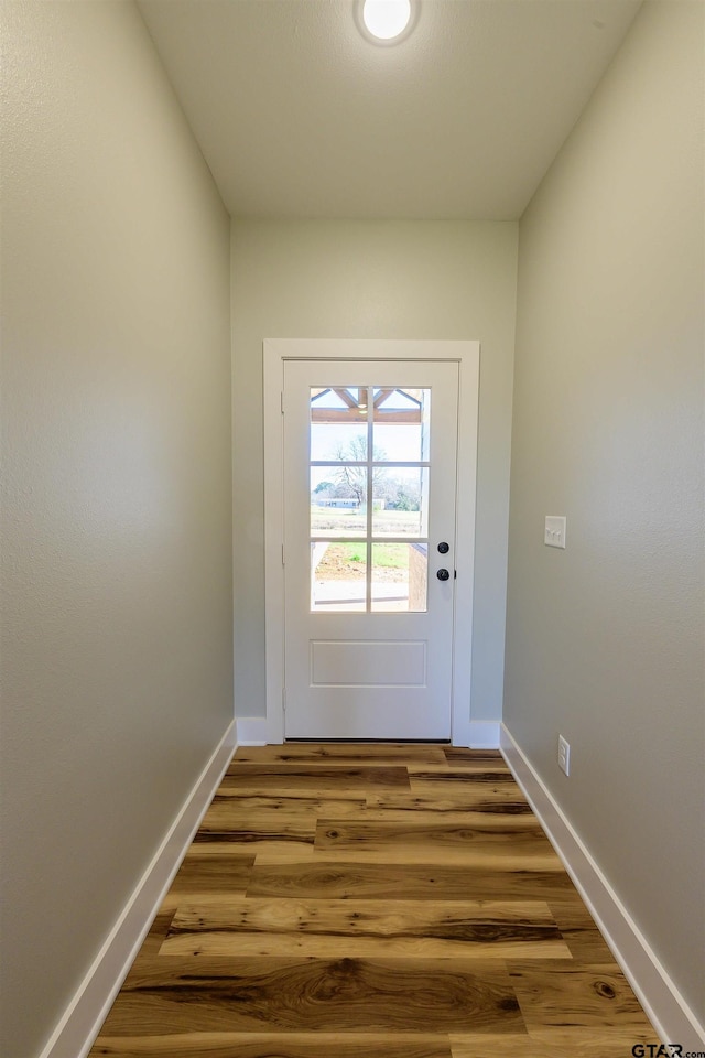 entryway with wood-type flooring