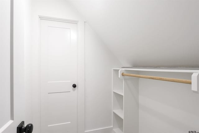 walk in closet with vaulted ceiling