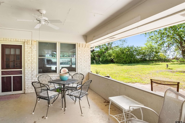 view of patio / terrace featuring ceiling fan