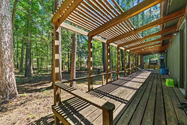 wooden terrace featuring a pergola