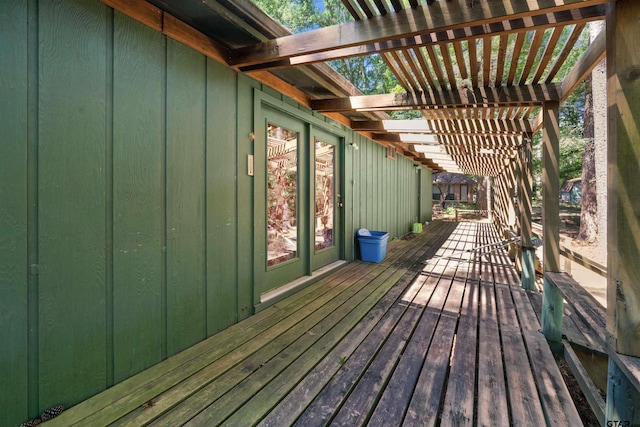 wooden terrace featuring a pergola