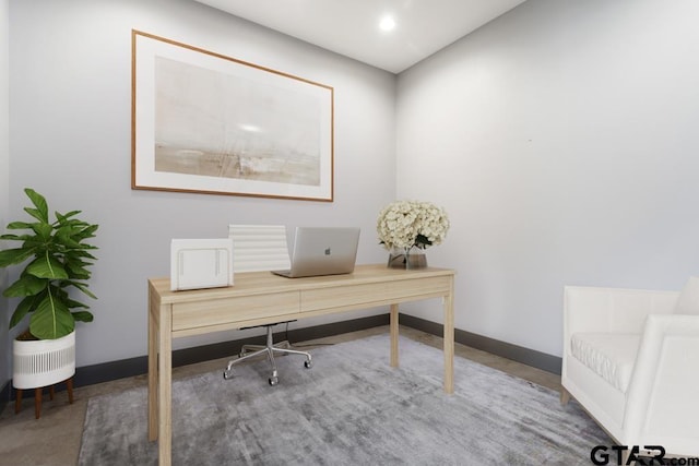 office area featuring baseboards