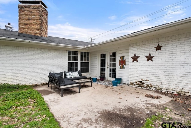 view of patio with french doors and an outdoor hangout area