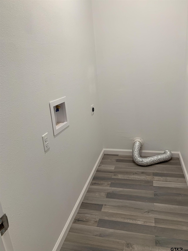 laundry room with washer hookup, electric dryer hookup, and dark hardwood / wood-style floors