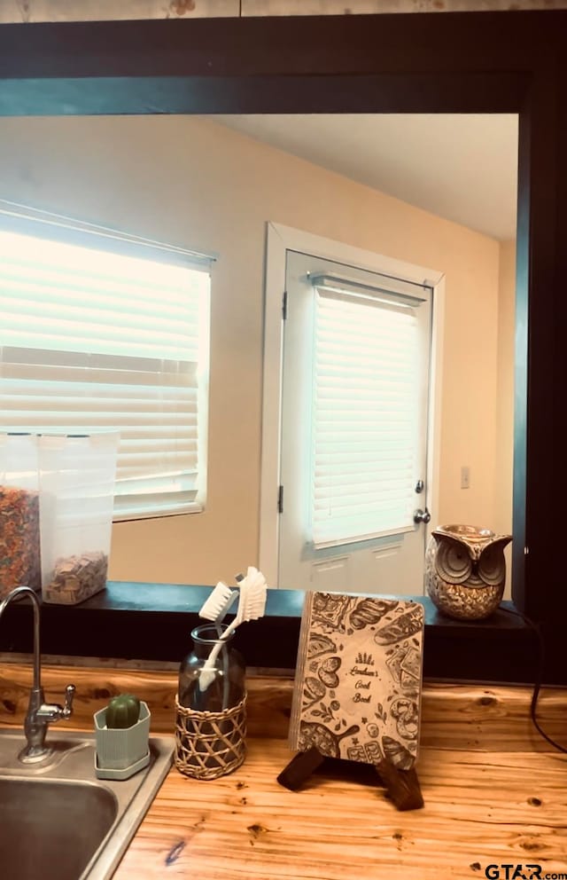 interior space featuring hardwood / wood-style flooring and sink