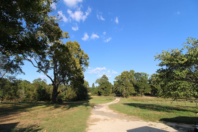 view of road with a rural view