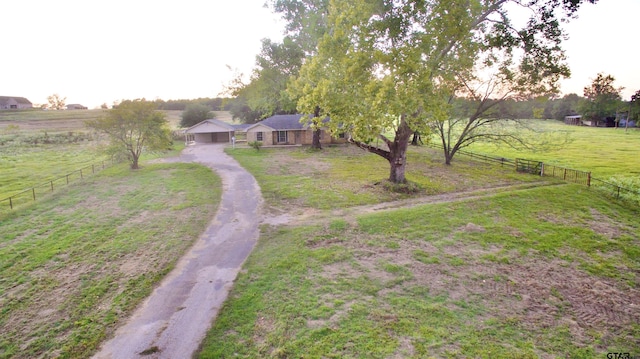 bird's eye view featuring a rural view