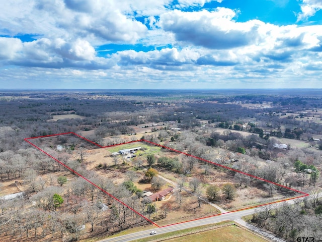 drone / aerial view with a rural view