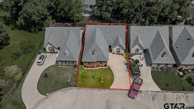 1216 Cobblestone Ct, Carthage, TX 75633 - aerial view of property and surrounding area with property parcel outlined