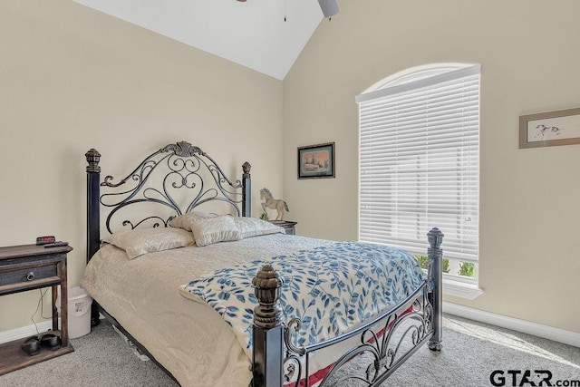 1216 Cobblestone Ct, Carthage, TX 75633 - carpeted bedroom with lofted ceiling and a ceiling fan